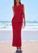 PRETTYGARDEN Women's Summer Maxi Dresses Sleeveless Ruffle Formal Wedding Guest Cocktail Mesh Bodycon Split Long Dress