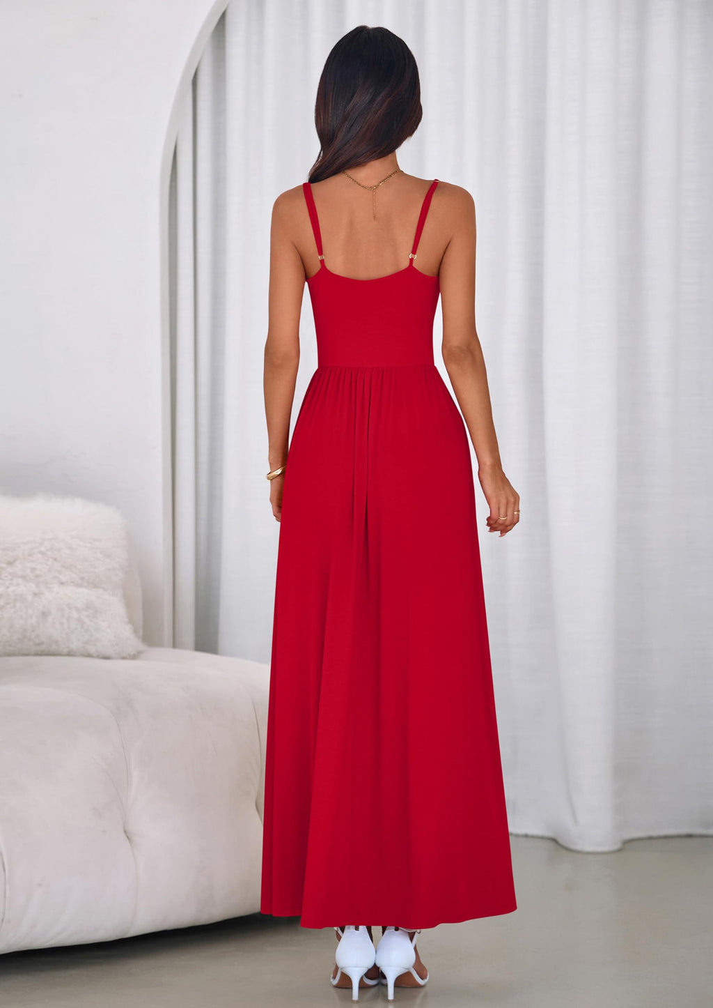 PRETTYGARDEN Womens Spaghetti Strap Maxi Dresses Sleeveless Summer Dress Long Casual Knit Flowy Beach Sundresses with Pockets