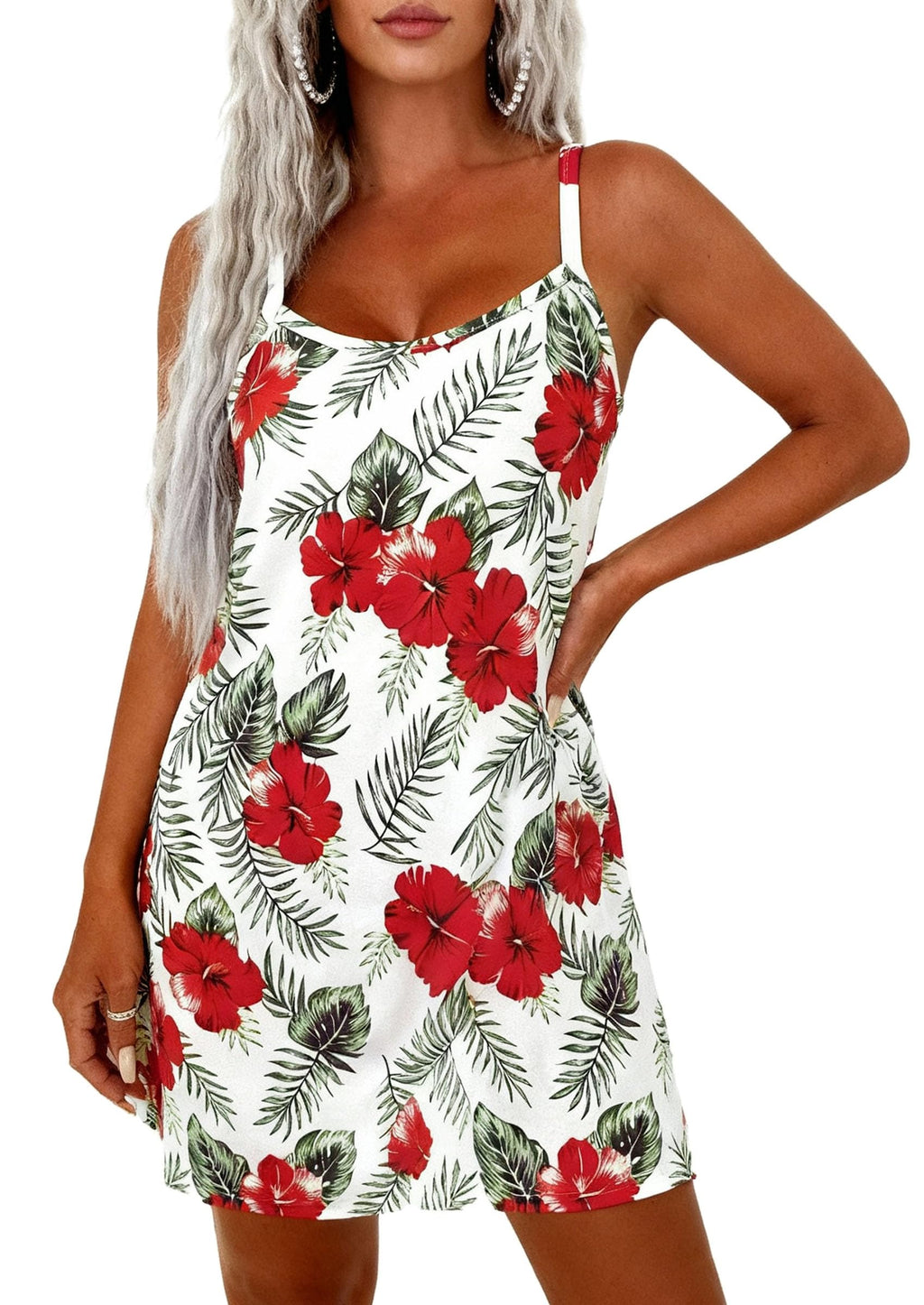 PRETTYGARDEN Women's Summer Dresses Casual Print Spaghetti Strap Sleeveless Sundress Beach Vacation Cover Ups