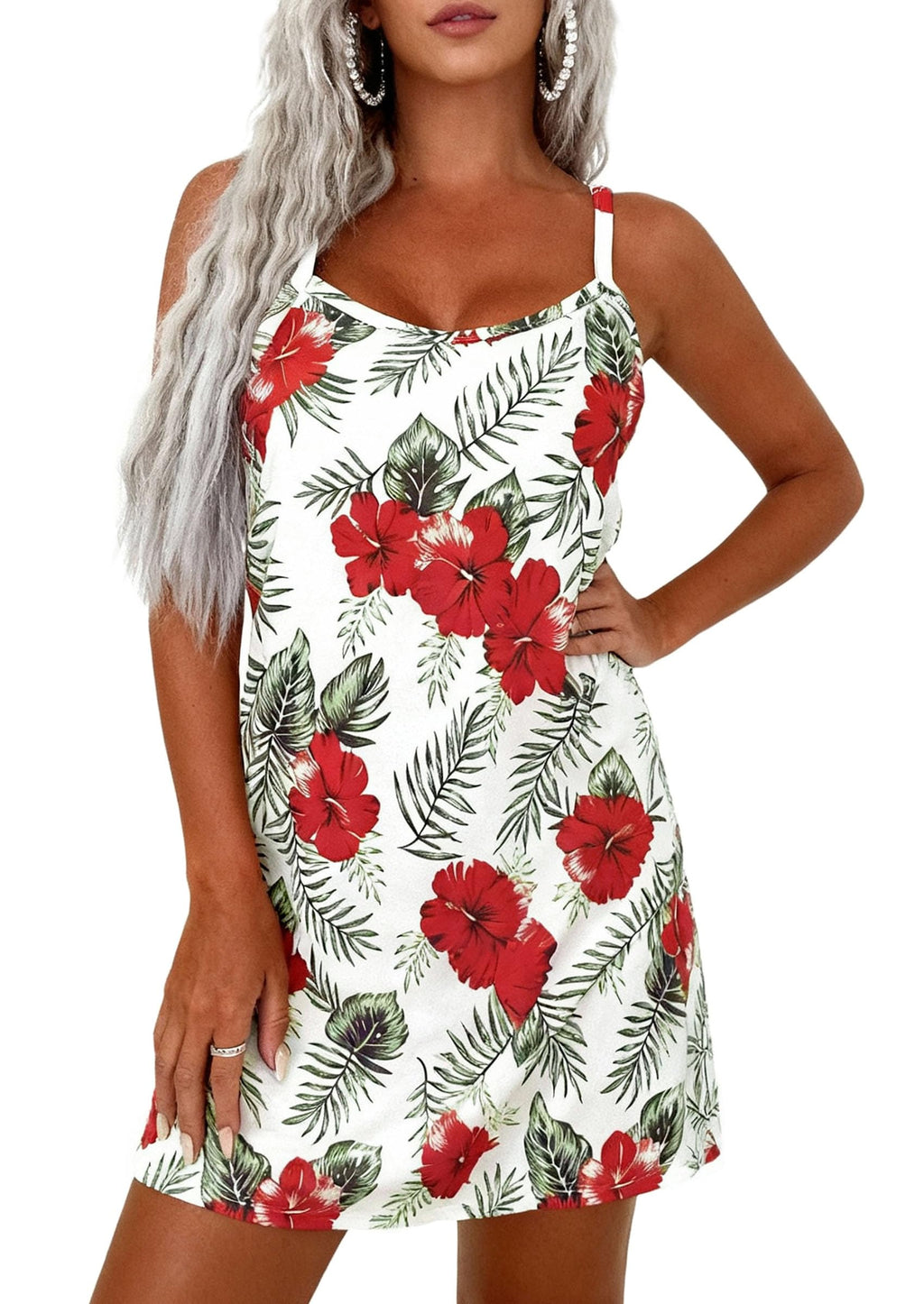PRETTYGARDEN Women's Summer Dresses Casual Print Spaghetti Strap Sleeveless Sundress Beach Vacation Cover Ups