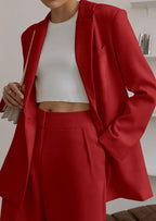 PRETTYGARDEN Women's Fall Two Piece Outfits Dressy Blazer Jacket and Wide Leg Pants Pockets Business Casual Office Suit Sets