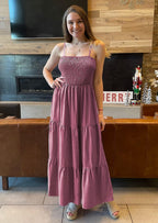 PRETTYGARDEN Women's Summer Maxi Dress Casual Boho Sleeveless Spaghetti Strap Smocked Tiered Long Beach Sundresses