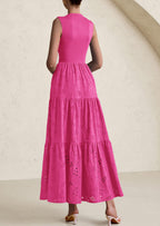 PRETTYGARDEN Dresses for Women Casual Eyelet Sleeveless Wedding Guest Maxi Dress Tank Top Sundress with Pockets