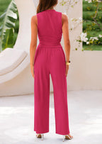 PRETTYGARDEN 2 Piece Sets Sleeveless Tank Ribbed Travel Vacation Lounge Wear Outfits