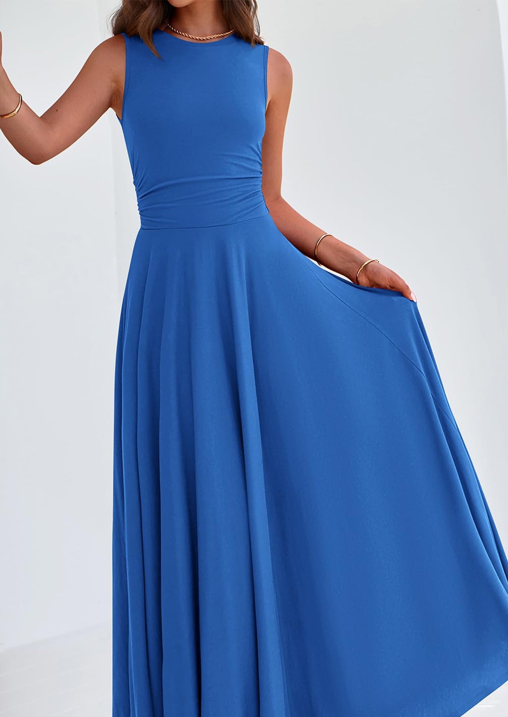 PRETTYGARDEN Womens Spring Dresses Casual Sleeveless Crewneck Aline Maxi Dress Stretch Tank Flowy Long Dresses