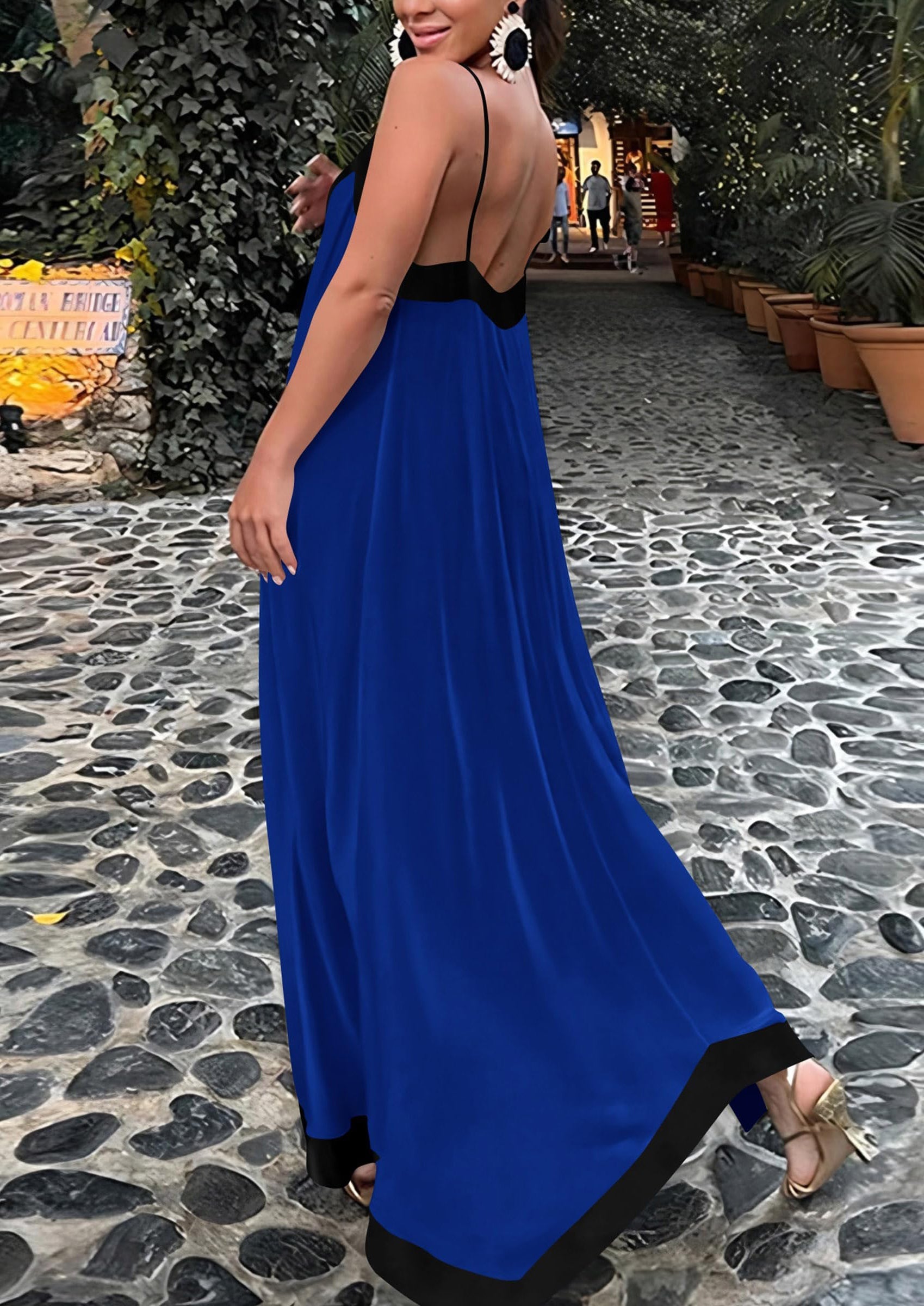 PRETTYGARDEN Women's Flowy Maxi Dress Summer Sleeveless V Neck Spaghetti Strap Elegant Wedding Party Dresses