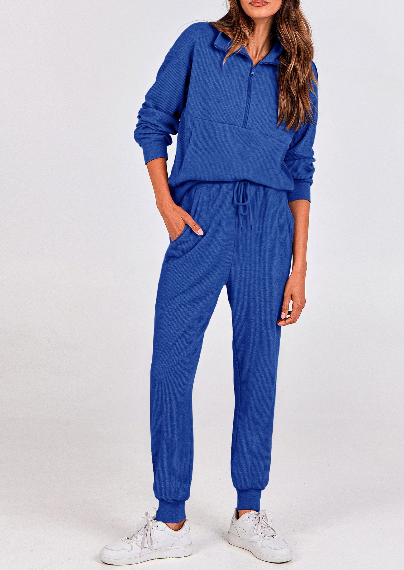 PRETTYGARDEN Women's Fall 2 Piece Lounge Sets Zip Up Sweatshirt Jogger Pants Sweat Track Suits Travel Outfit Winter Clothing