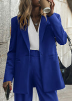 PRETTYGARDEN Women's Fall Two Piece Outfits Dressy Blazer Jacket and Wide Leg Pants Pockets Business Casual Office Suit Sets