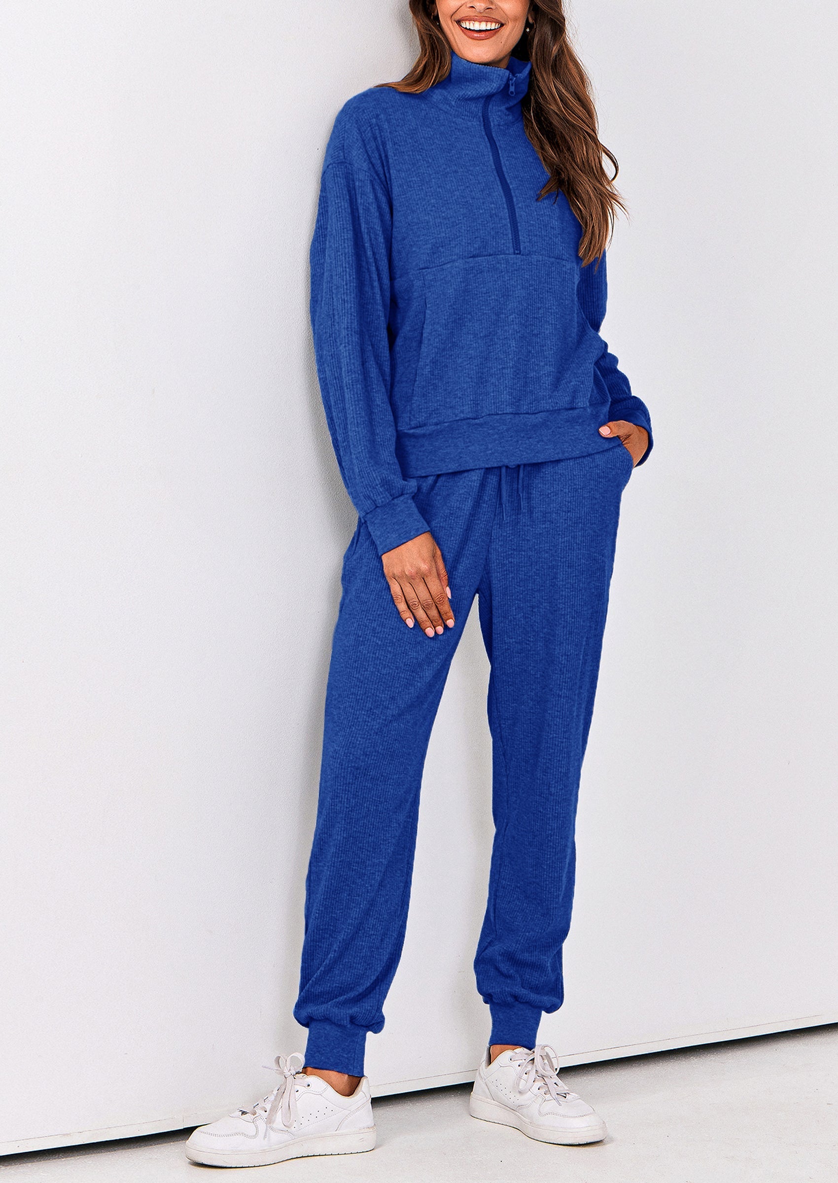 PRETTYGARDEN Women's Fall 2 Piece Lounge Sets Zip Up Sweatshirt Jogger Pants Sweat Track Suits Travel Outfit Winter Clothing