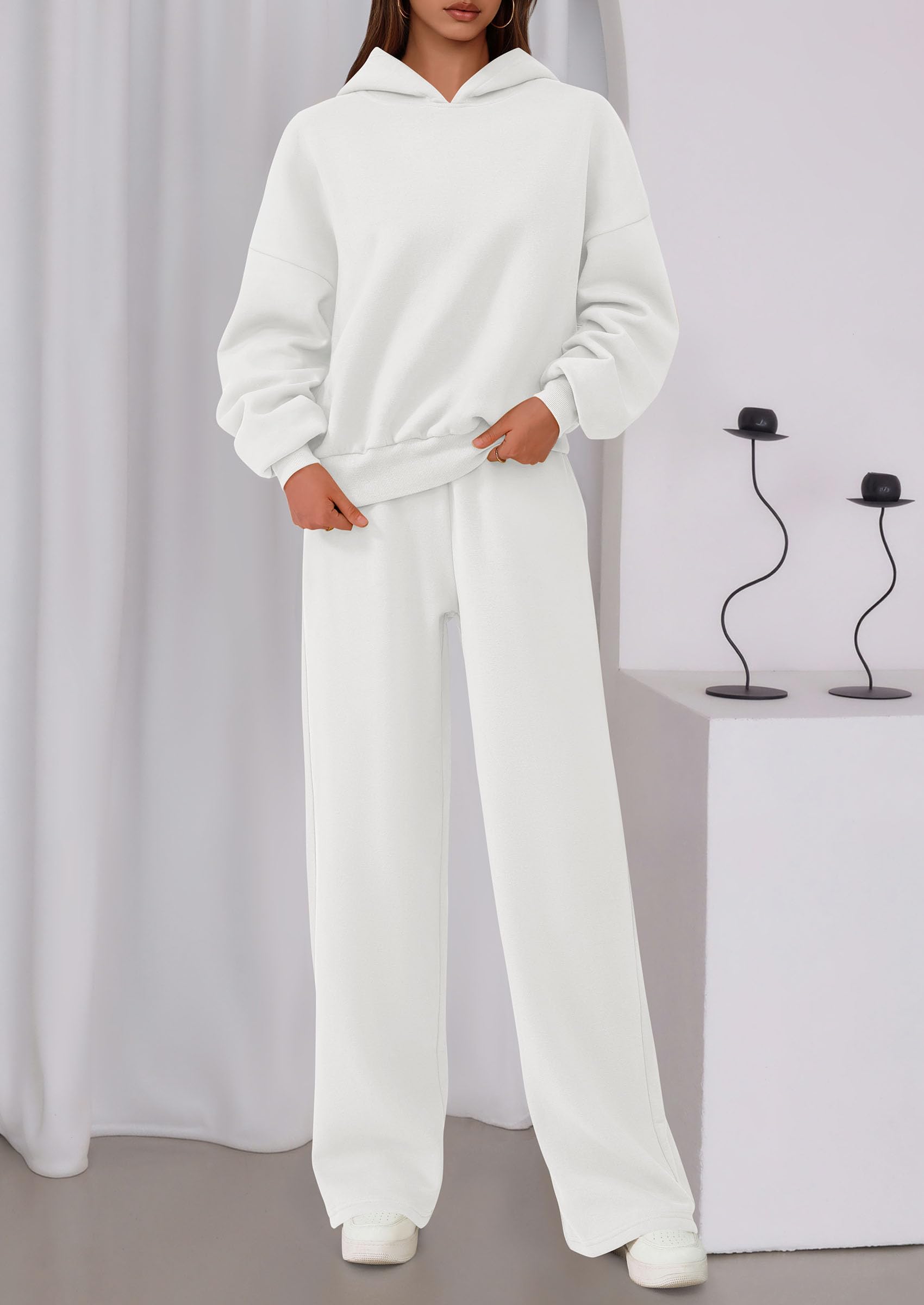 PRETTYGARDEN Womens Sweatsuits 2 Piece Set Casual Winter Long Sleeve Hoodie Loose Wide Leg Sweatpants Fall Tracksuit