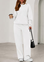 PRETTYGARDEN Women's 2 Piece Outfits Fall Sweatsuits Oversized Hoodies Wide Leg Sweatpants Tracksuits Lounge Matching Sets