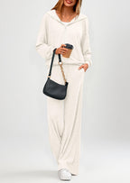 PRETTYGARDEN Women's 2 Piece Fall Lounge Sets Zip Up Hoodie Wide Leg Pants Tracksuit Matching Travel Outfits Clothes