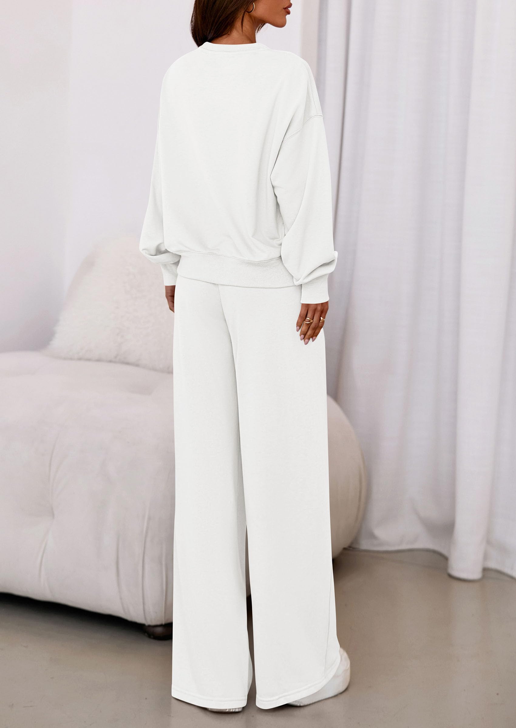PRETTYGARDEN Womens 2 Piece Sets Long Sleeve Sweatshirt Wide Leg Pants Loose Matching Lounge Set Trendy Fall Outfits
