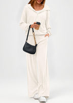 PRETTYGARDEN Women's 2 Piece Fall Lounge Sets Zip Up Hoodie Wide Leg Pants Tracksuit Matching Travel Outfits Clothes