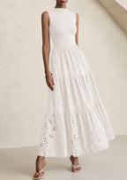 PRETTYGARDEN Dresses for Women Casual Eyelet Sleeveless Wedding Guest Maxi Dress Tank Top Sundress with Pockets