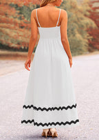 PRETTYGARDEN Women's Summer Flowy Maxi Dress Casual Sleeveless Spaghetti Strap Ruffle Beach Long Dresses