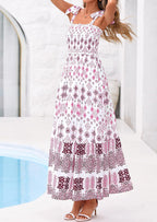 PRETTYGARDEN Women's Summer Maxi Dress Tie Straps Floral Beach Vacation Long Dresses Smocked Boho Sundress with Pockets