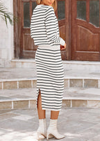 PRETTYGARDEN 2 Piece Skirts Sets For Women Fall Fashion Striped Sweater Dress Knit Lounge Travel Outfits Winter Clothing