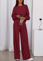 PRETTYGARDEN Womens 2 Piece Sets Long Sleeve Sweatshirt Wide Leg Pants Loose Matching Lounge Set Trendy Fall Outfits