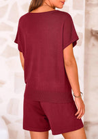 PRETTYGARDEN Two Piece Set for Women Summer Lounge Sets Shorts And Short Sleeve Tops Knitted Matching Travel Spring Outfits