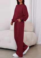 PRETTYGARDEN Womens 2 Piece Sets Long Sleeve Sweatshirt Wide Leg Pants Loose Matching Lounge Set Trendy Fall Outfits