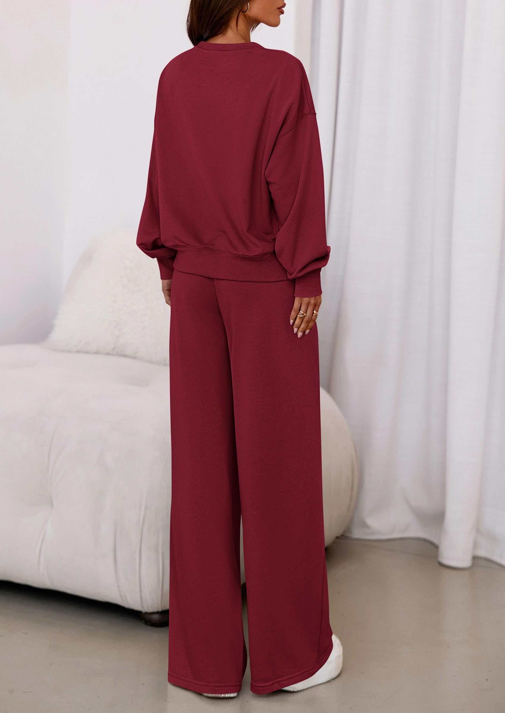 PRETTYGARDEN Womens 2 Piece Sets Long Sleeve Sweatshirt Wide Leg Pants Loose Matching Lounge Set Trendy Fall Outfits