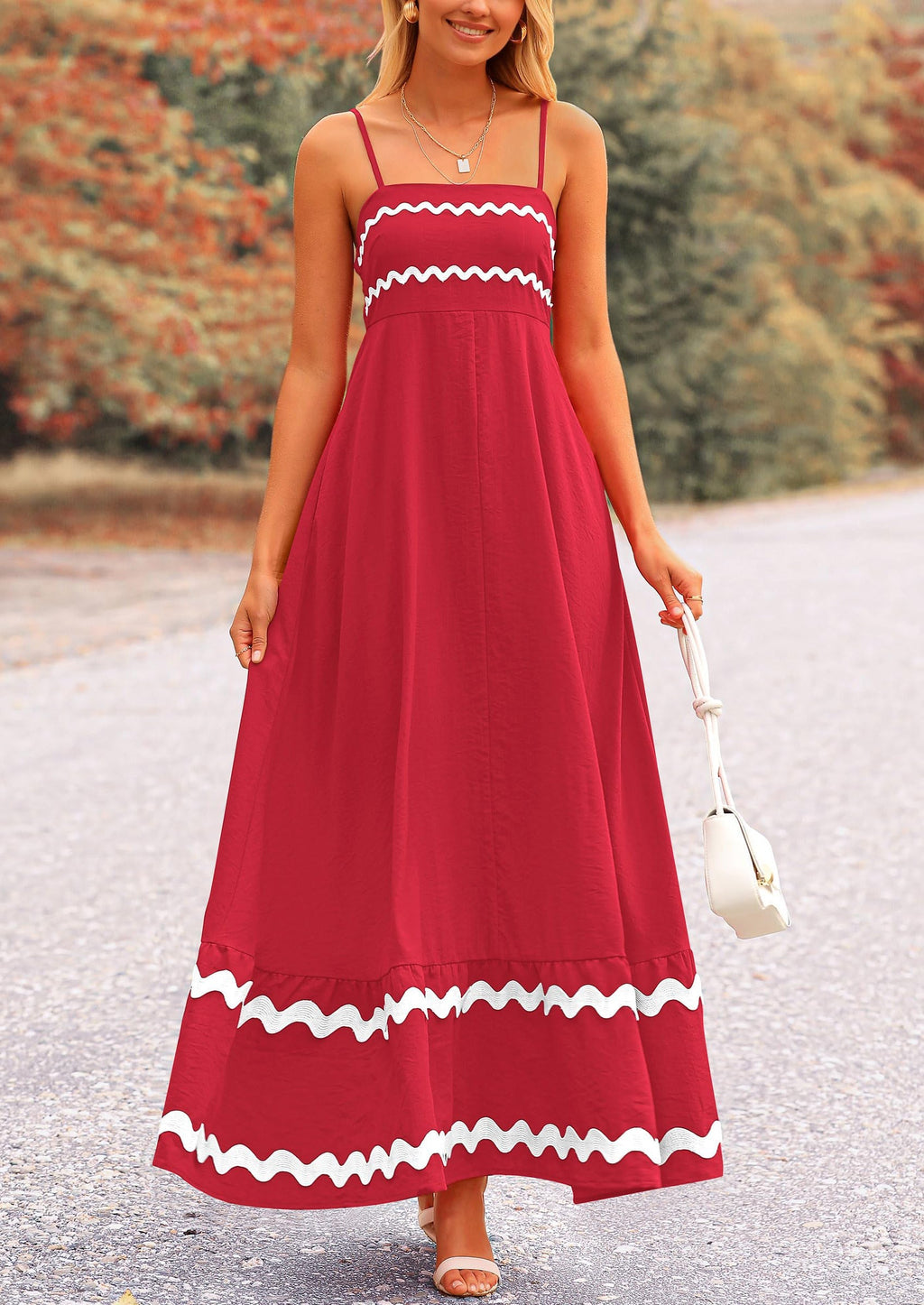 PRETTYGARDEN Women's Summer Flowy Maxi Dress Casual Sleeveless Spaghetti Strap Ruffle Beach Long Dresses