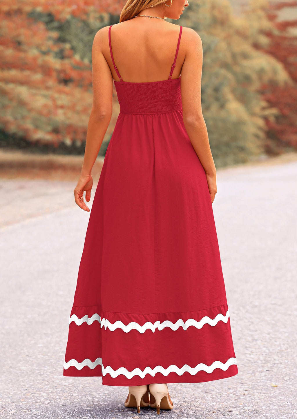 PRETTYGARDEN Women's Summer Flowy Maxi Dress Casual Sleeveless Spaghetti Strap Ruffle Beach Long Dresses