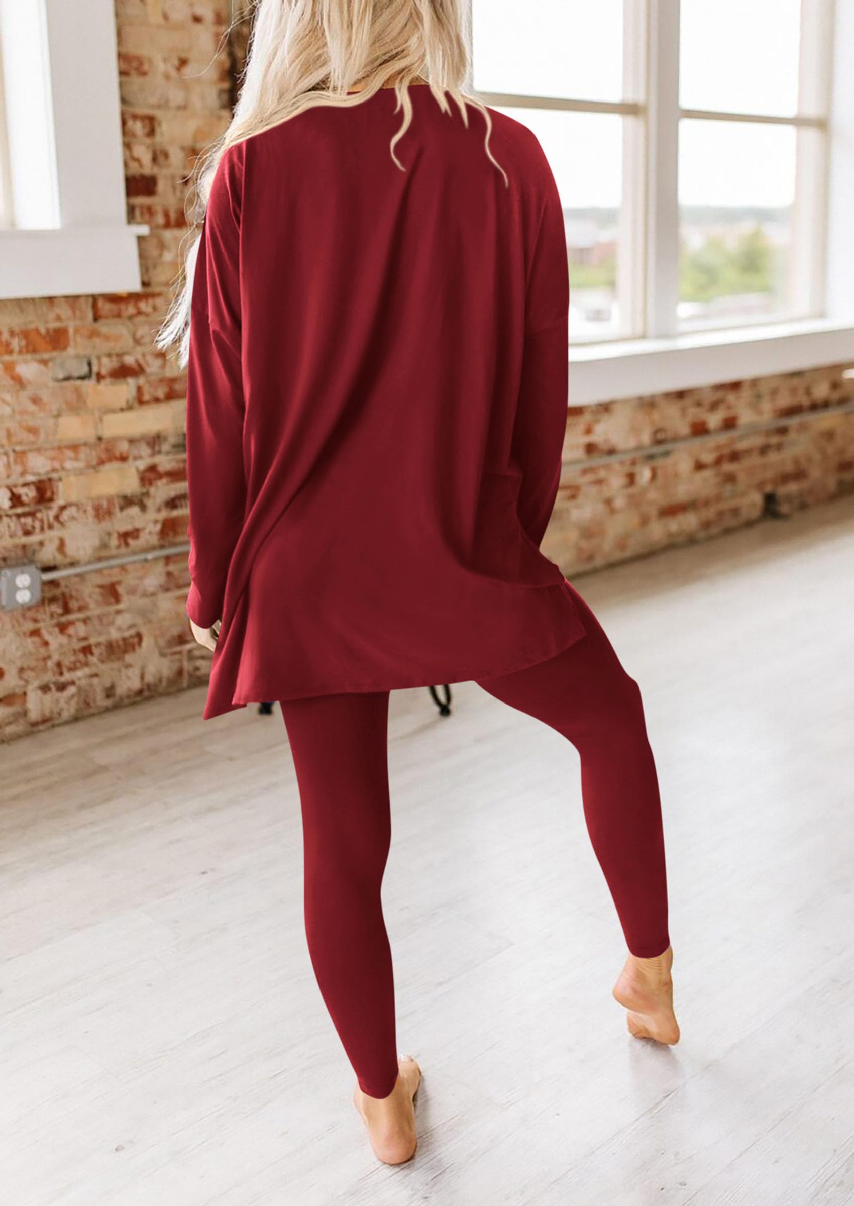 PRETTYGARDEN 2 Piece Outfits Casual Long Sleeve Tunic Tops Legging Pants Lounge Sets Sweatsuits