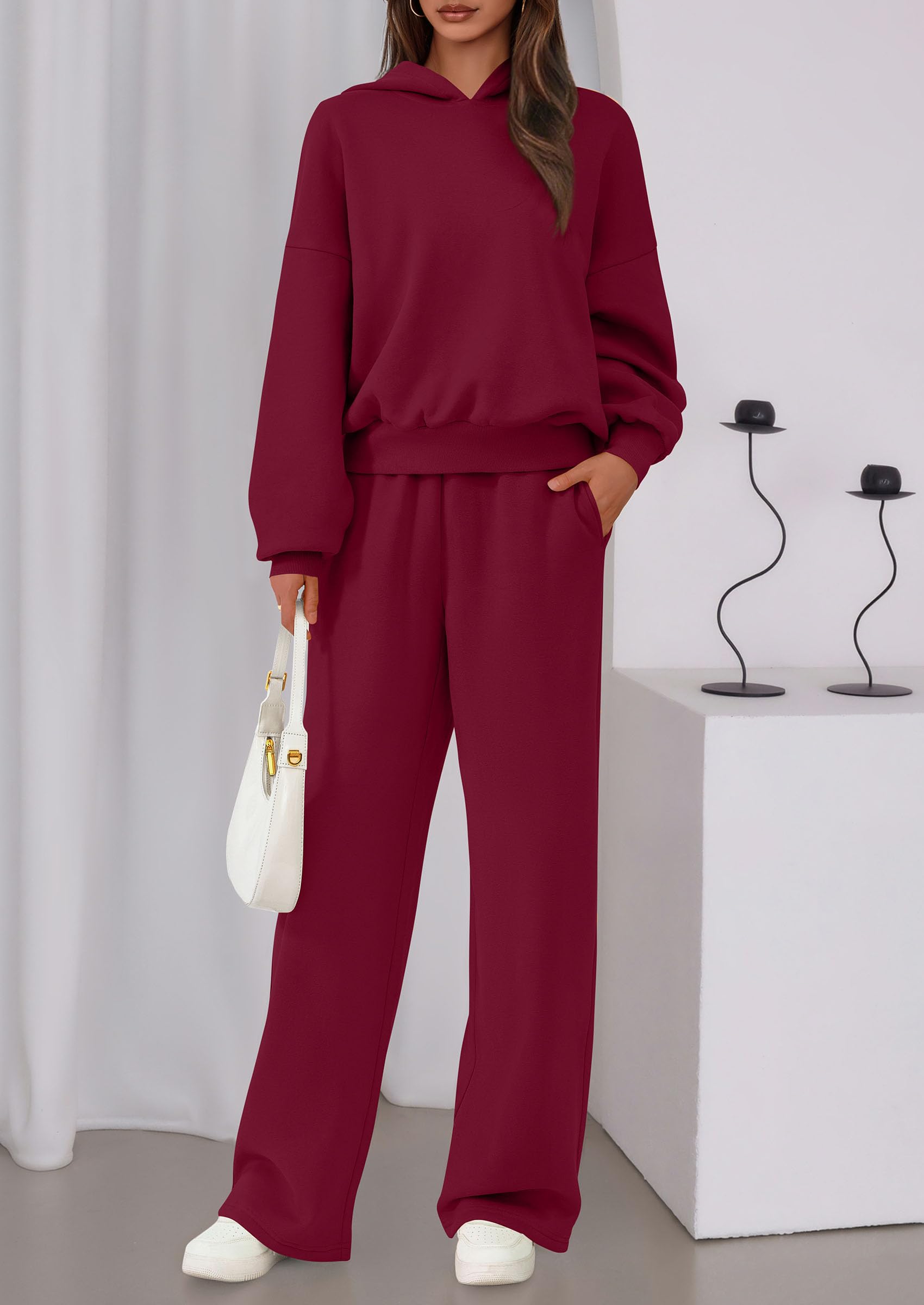 PRETTYGARDEN Womens Sweatsuits 2 Piece Set Casual Winter Long Sleeve Hoodie Loose Wide Leg Sweatpants Fall Tracksuit