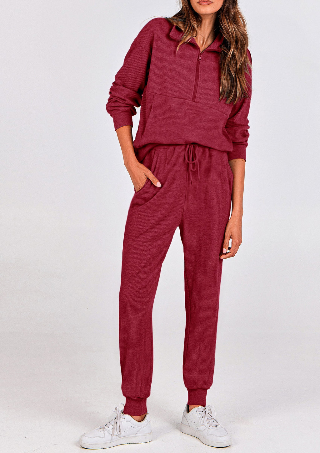 PRETTYGARDEN Women's Fall 2 Piece Lounge Sets Zip Up Sweatshirt Jogger Pants Sweat Track Suits Travel Outfit Winter Clothing