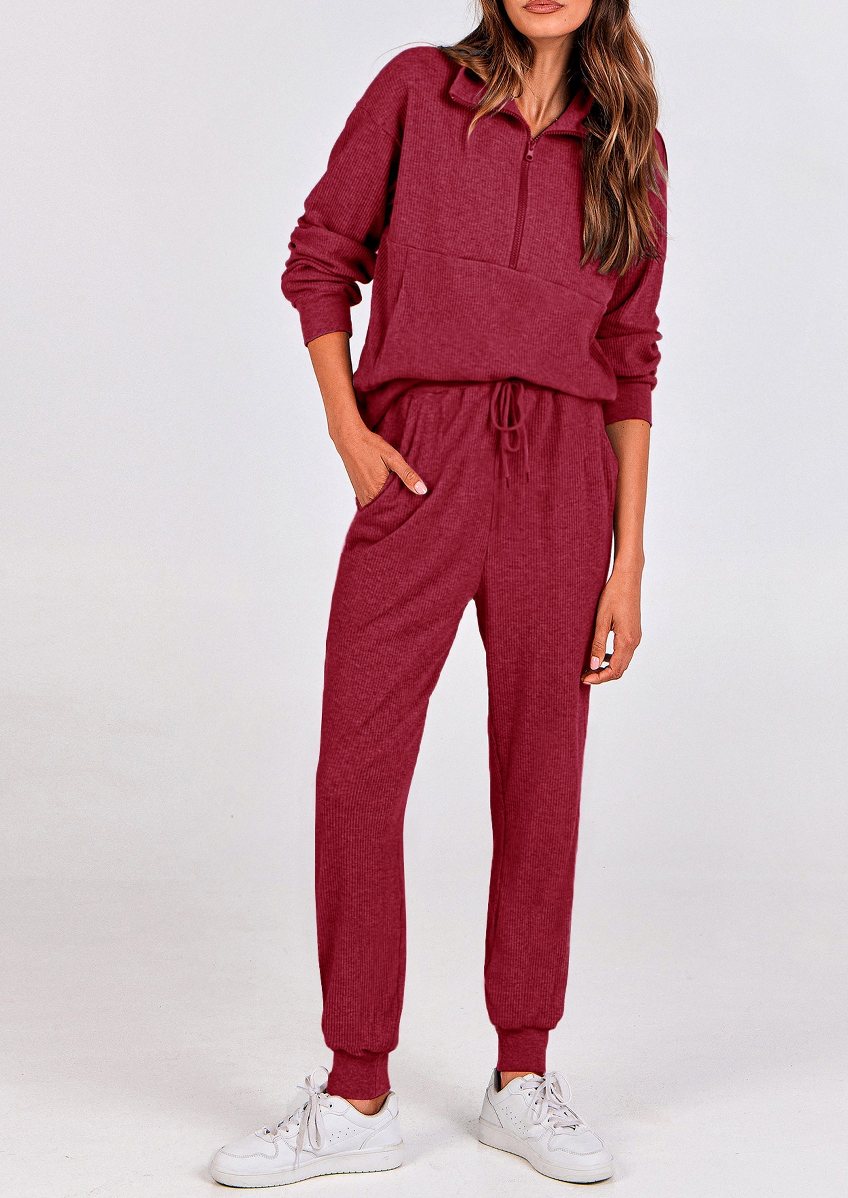 PRETTYGARDEN Women's Fall 2 Piece Lounge Sets Zip Up Sweatshirt Jogger Pants Sweat Track Suits Travel Outfit Winter Clothing