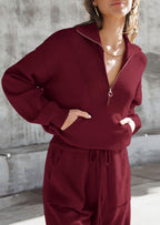 PRETTYGARDEN Women's 2 Piece Sweater Set Pullover Zip Up Sweatshirt Jogger Sweatpants Tracksuit Casual Outfit