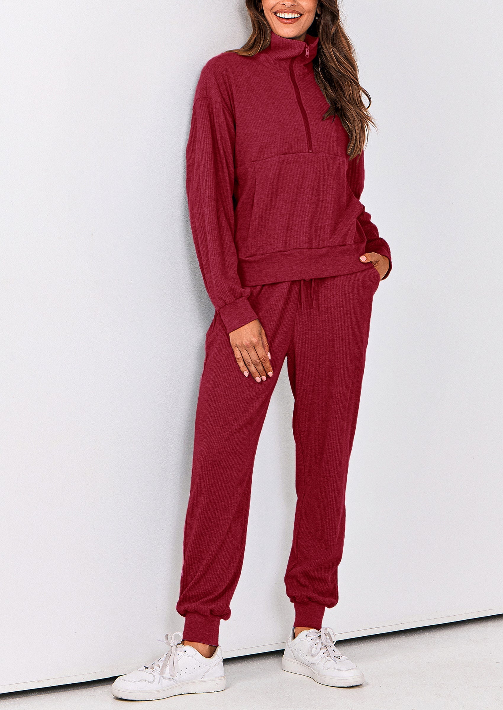 PRETTYGARDEN Women's Fall 2 Piece Lounge Sets Zip Up Sweatshirt Jogger Pants Sweat Track Suits Travel Outfit Winter Clothing