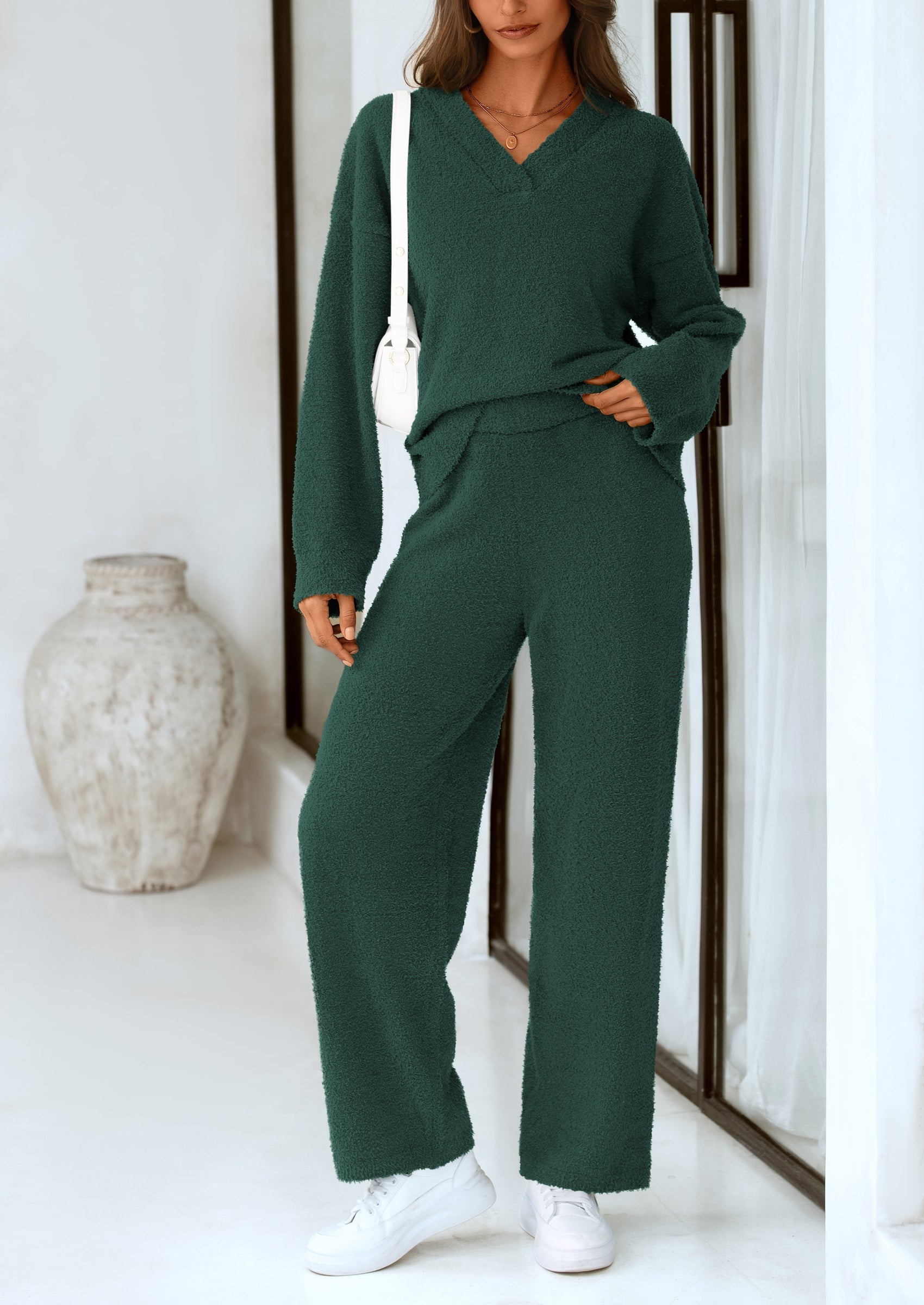 PRETTYGARDEN Lounge Sets for Women Two Piece Sweaters Pajama Set Fall Fashion Loungewear Outfits Matching Winter Clothes