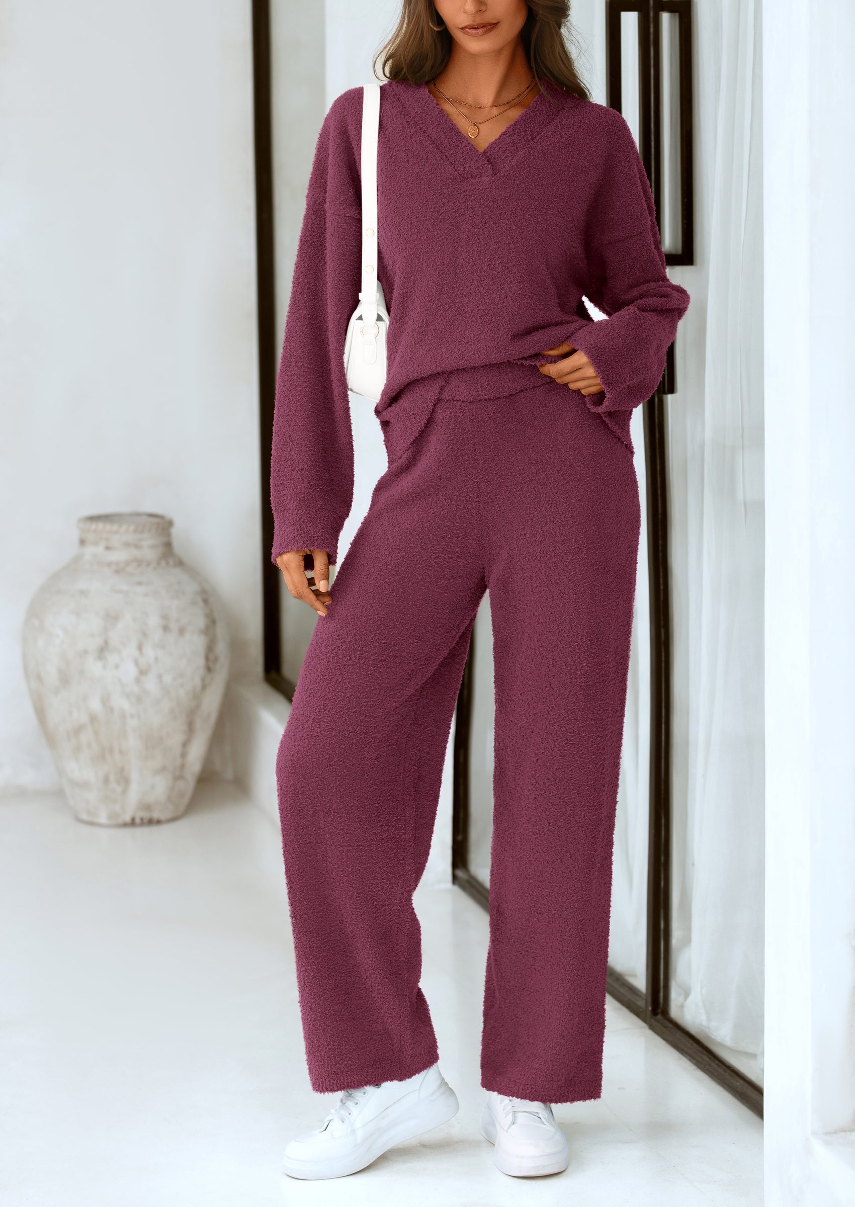 PRETTYGARDEN Lounge Sets for Women Two Piece Sweaters Pajama Set Fall Fashion Loungewear Outfits Matching Winter Clothes
