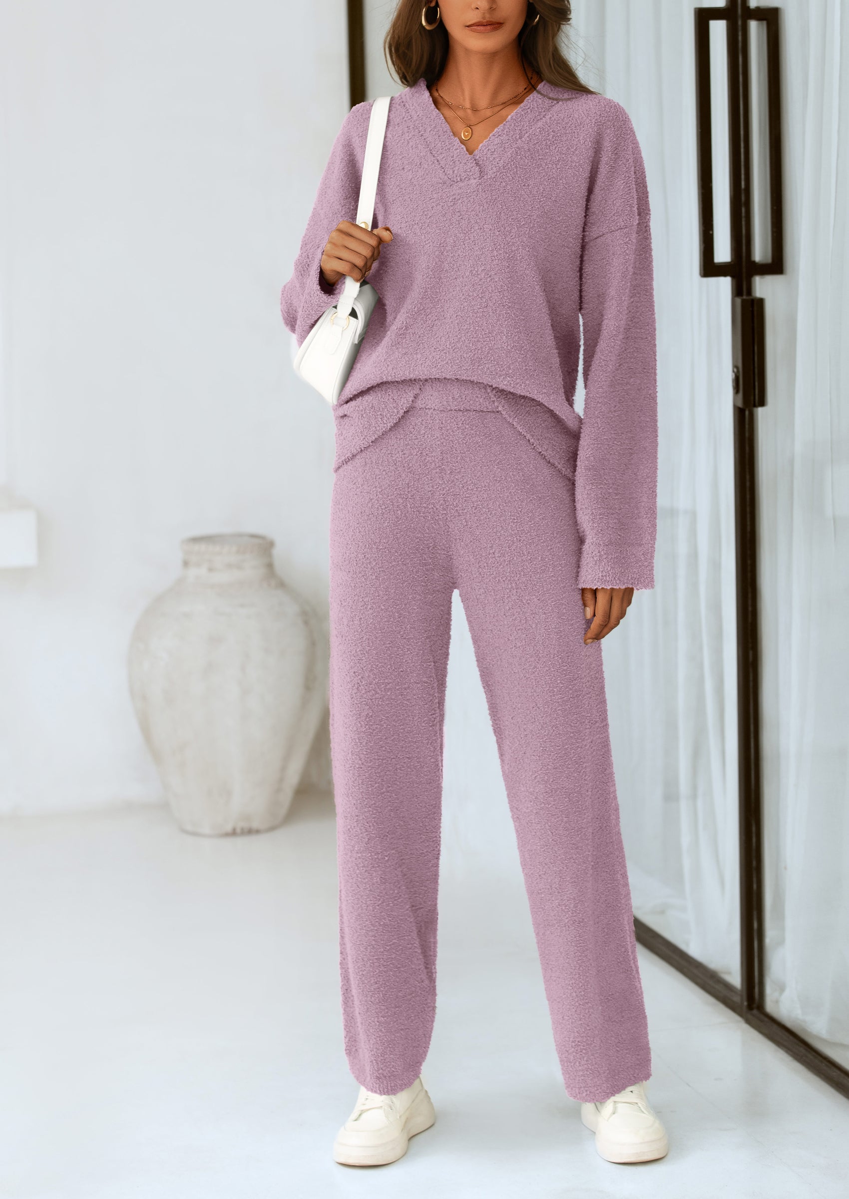 PRETTYGARDEN Lounge Sets for Women Two Piece Sweaters Pajama Set Fall Fashion Loungewear Outfits Matching Winter Clothes