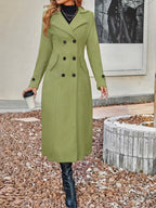 New Women Double Breasted Simple Design Woolen Coat