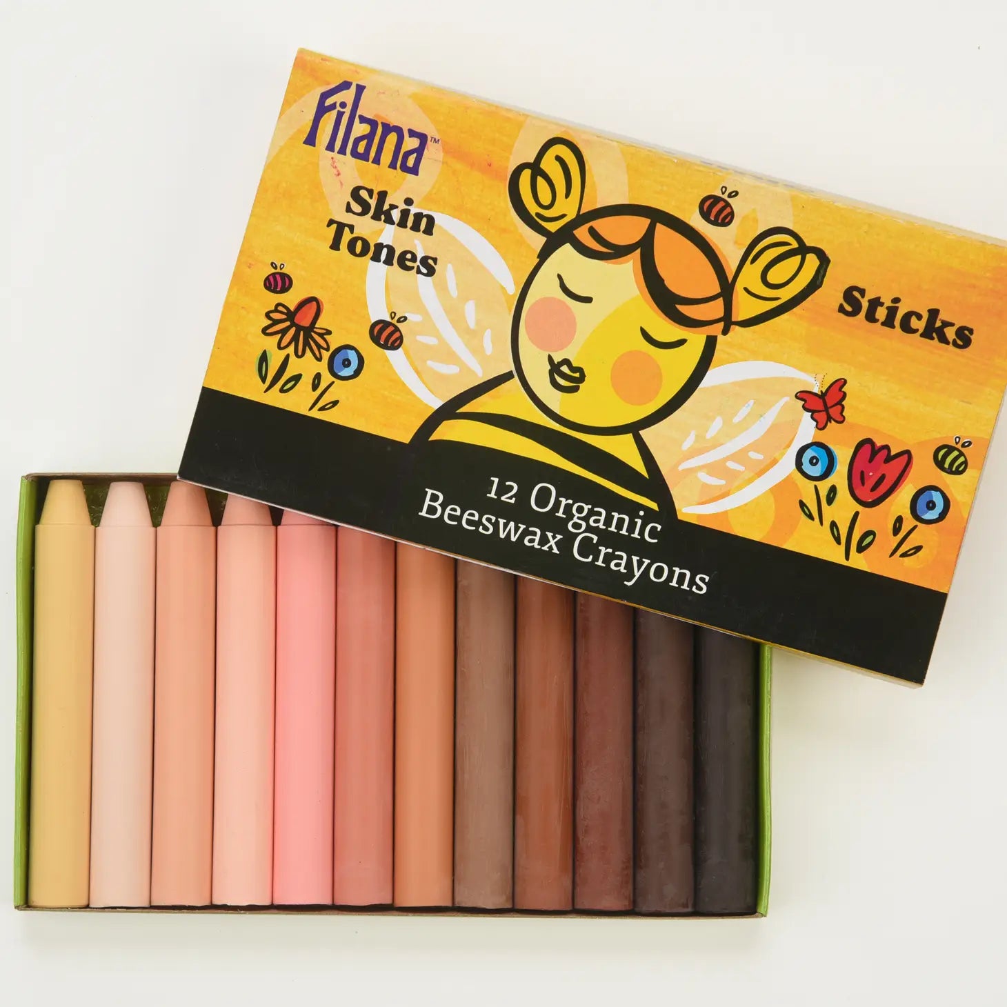 Organic Beeswax Crayons: 12 Skin Tones in Sticks