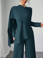 Asymmetric Design Shawl Set, High-End Casual Three-Piece