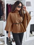 Belted Cape Poncho Jacket Coat in Camel
