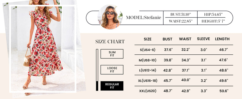 PRETTYGARDEN Women's Summer Floral Midi Dress Cap Sleeve V Neck Ruffle Long Flowy Boho Casual Beach Vacation Dresses
