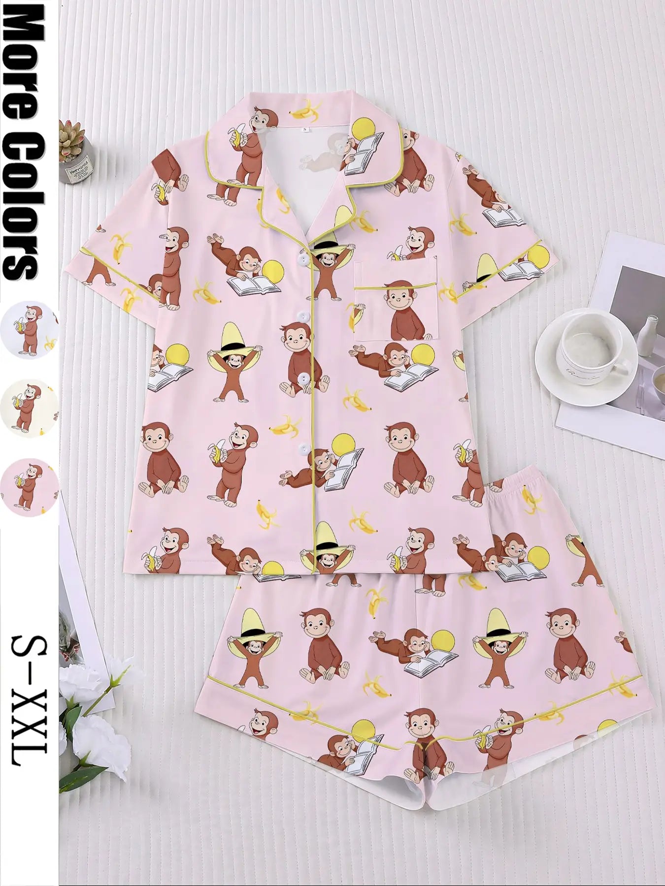 Women's Monkey Banana Print Sleepwear Set