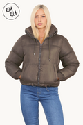 Cropped Puffer Jacket in Chocolate