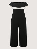 Off-Shoulder Lotus Leaf Neckline Jumpsuit