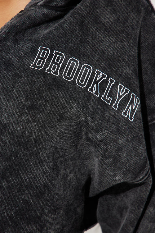 Brooklyn City Washed Hoodie - Black Wash