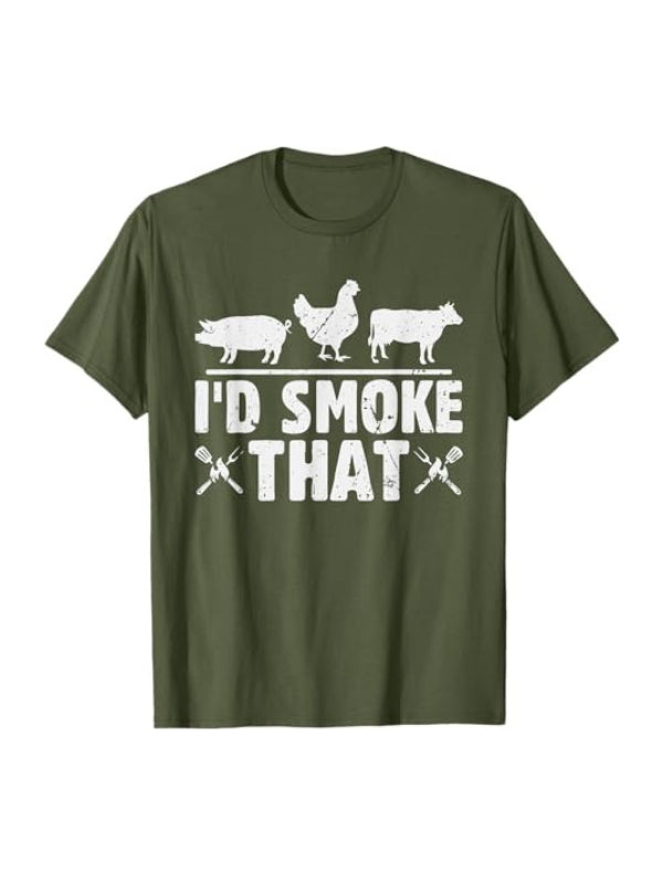 Funny Retro Grilling BBQ Smoker Chef Dad I'd Smoke That T-Shirt
