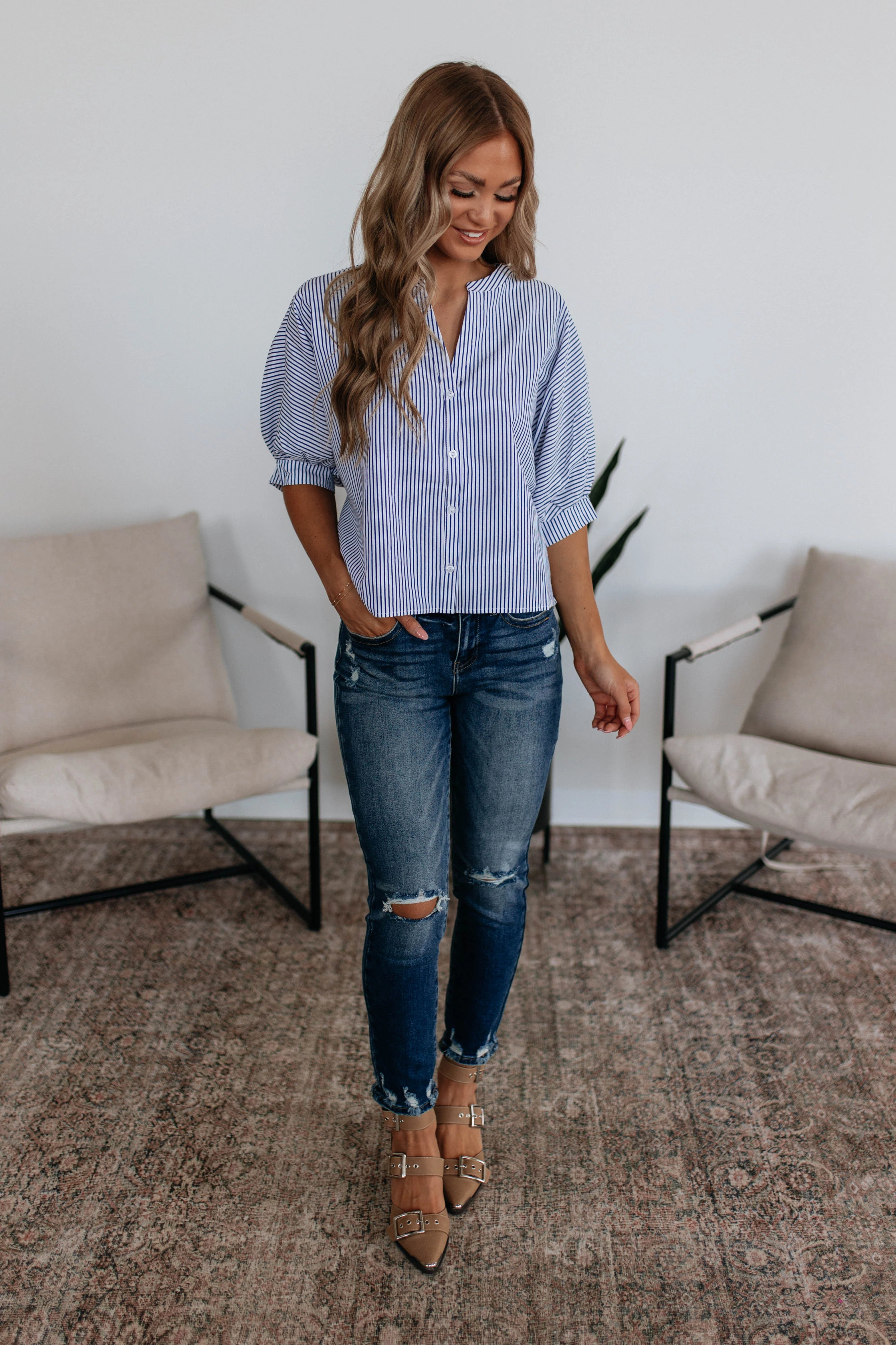 Lorraine Pinstripe Top