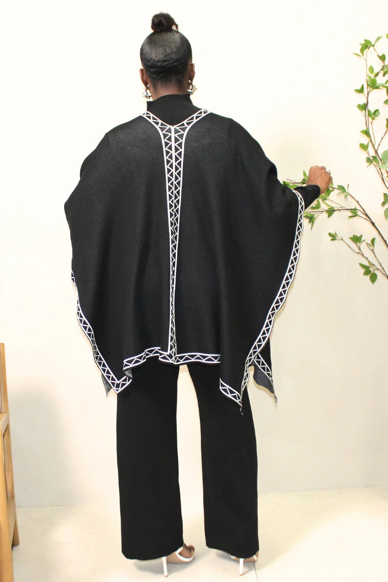 Geo-Chic Knit Cape Set