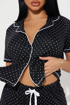 Girl's Night PJ Short Set - Black/White